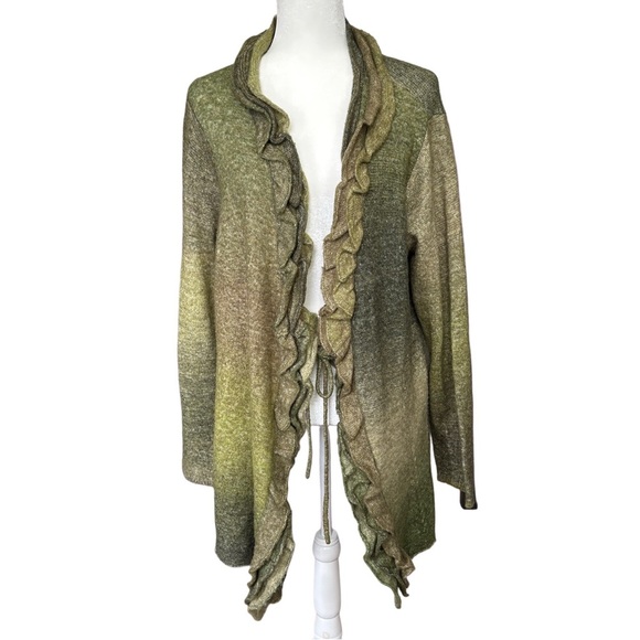 Lane Bryant Green Ombre Front Tie Ruffle Cardigan Sweater 22/24 - Picture 1 of 8